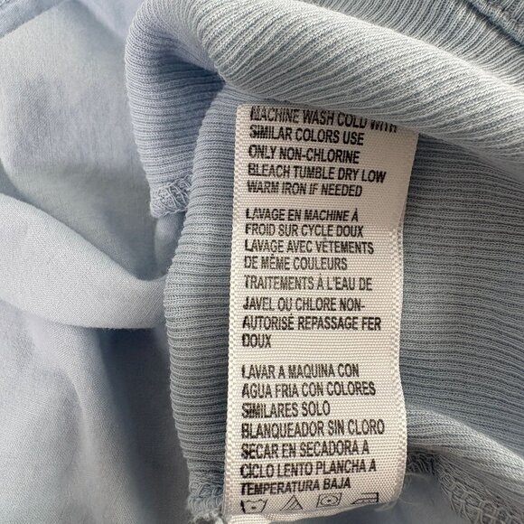 James Perse Top Womens L 3 Blue Button Up Shirt Utility 3/4 Roll Tab Sleeve - Picture 7 of 10